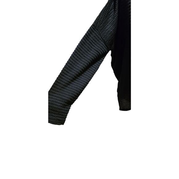 Zenana Black Soft Waffle Knit Lightweight Sweater Relaxed Fit Oversized S/M - Picture 6 of 6